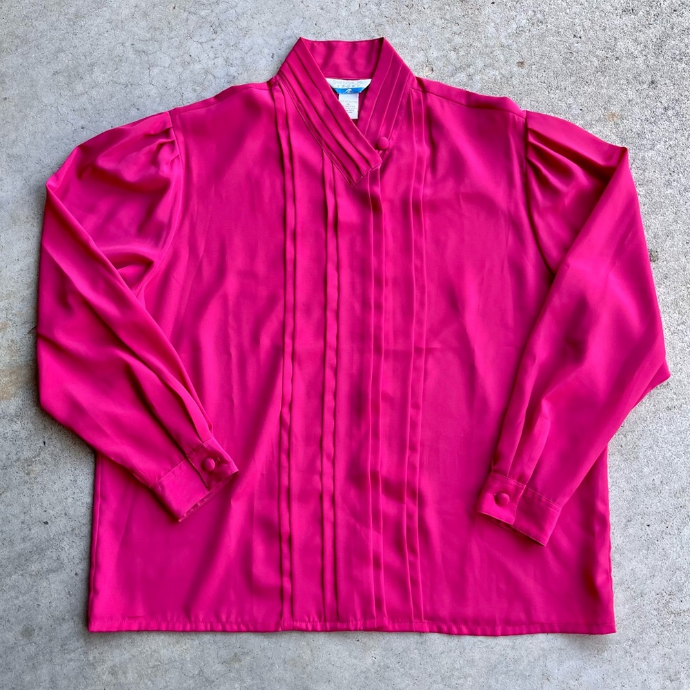 Vintage Ship ‘N Shore Sport Hot Pink Button Up w/Crossover Collar